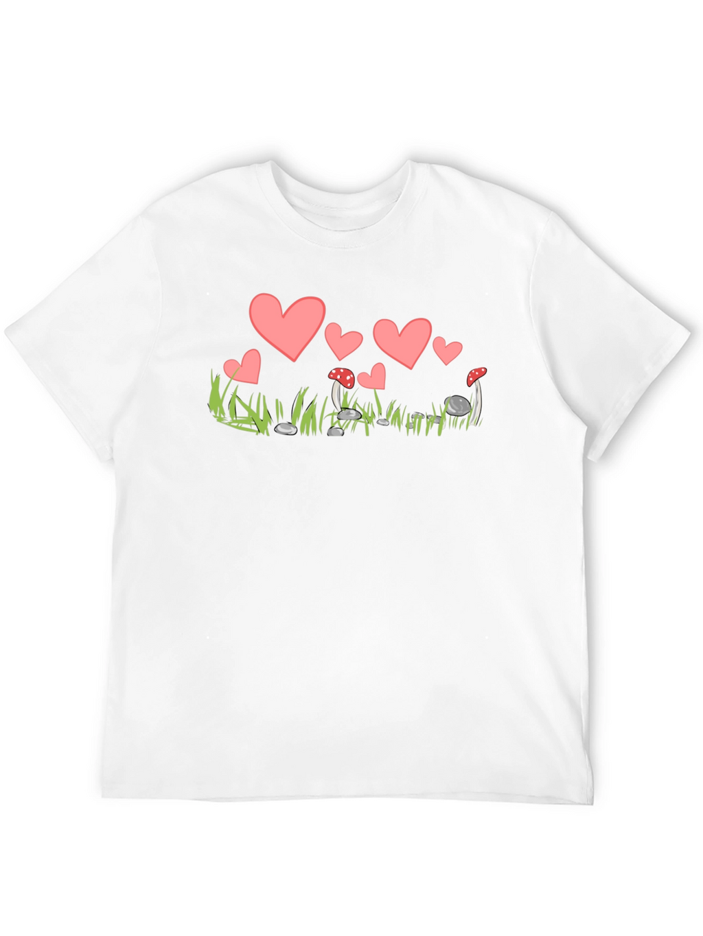 Heart and Mushroom T-Shirt - Whimsical Design