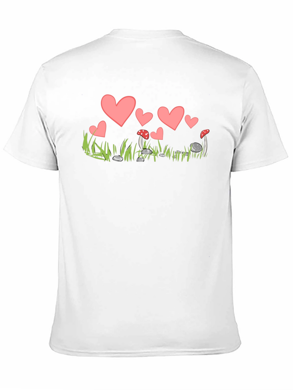 Heart and Mushroom T-Shirt - Whimsical Design