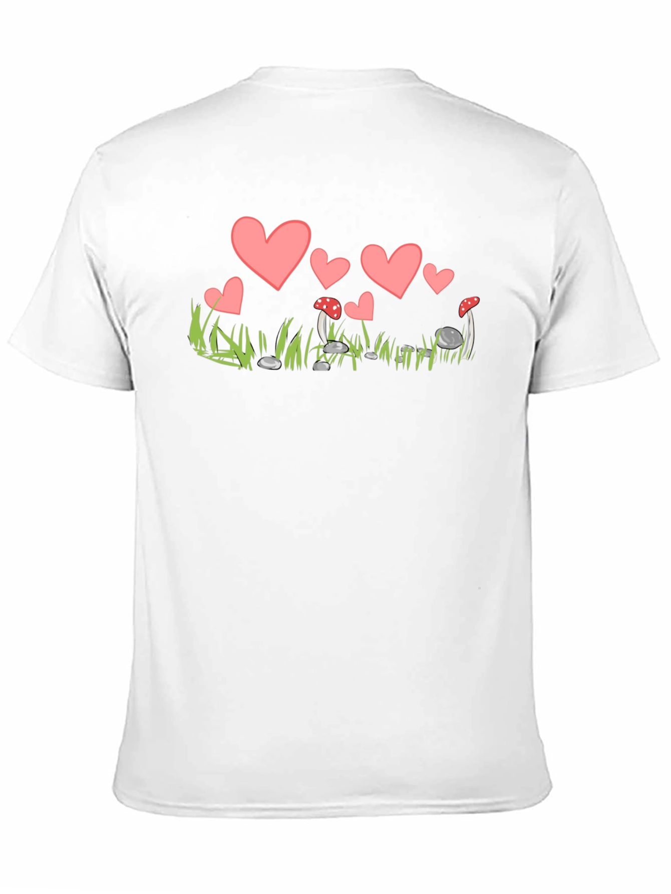 Heart and Mushroom T-Shirt - Whimsical Design