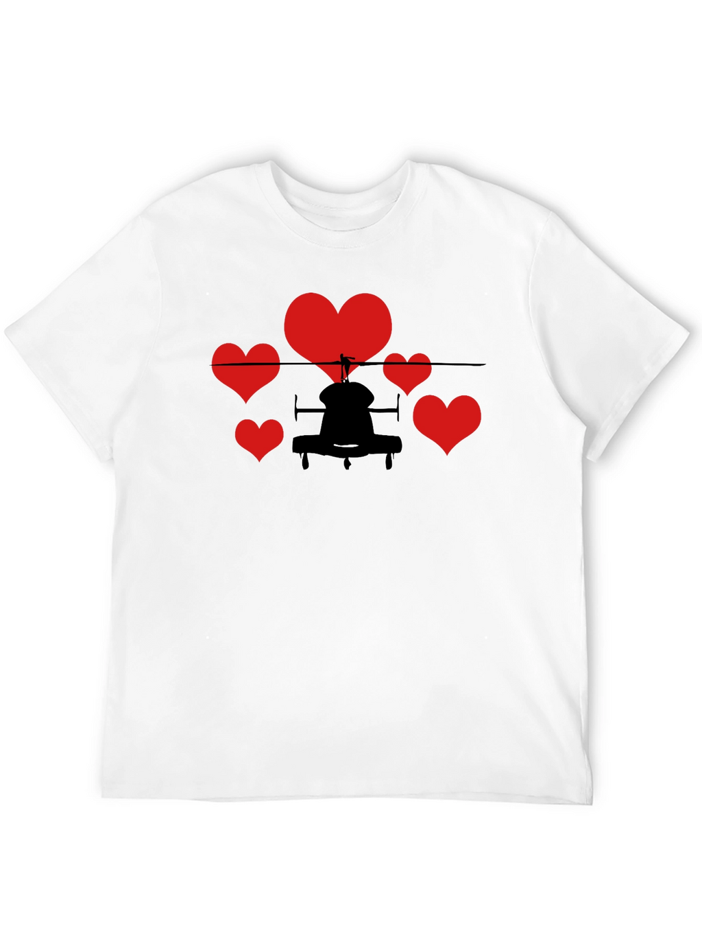 Helicopter Hearts Graphic T-Shirt - Black Cotton Tee