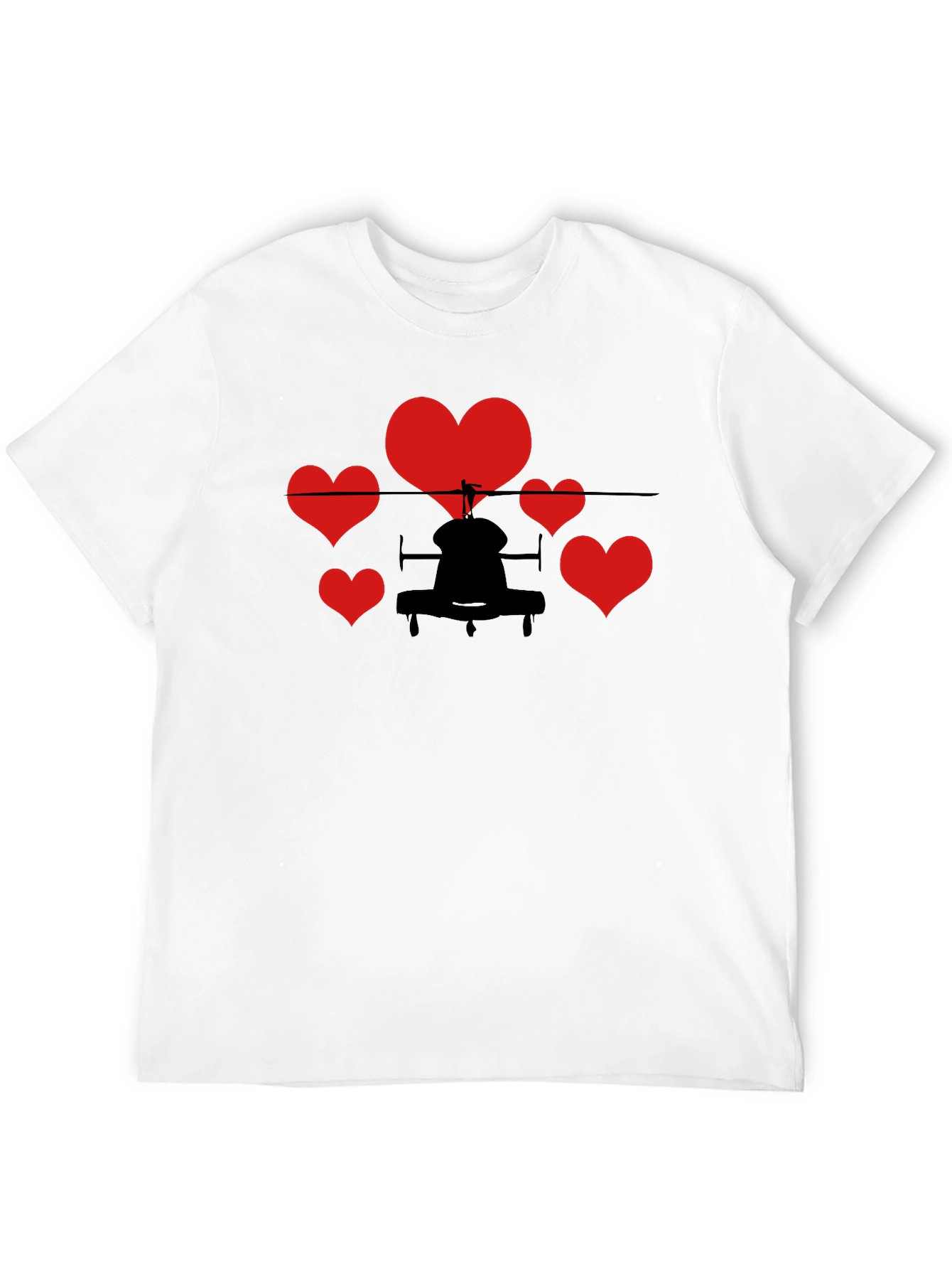 Helicopter Hearts Graphic T-Shirt - Black Cotton Tee