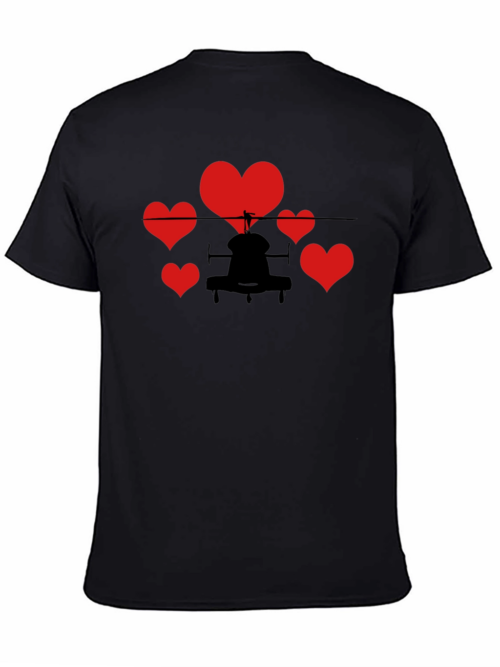 Helicopter Hearts Graphic T-Shirt - Black Cotton Tee