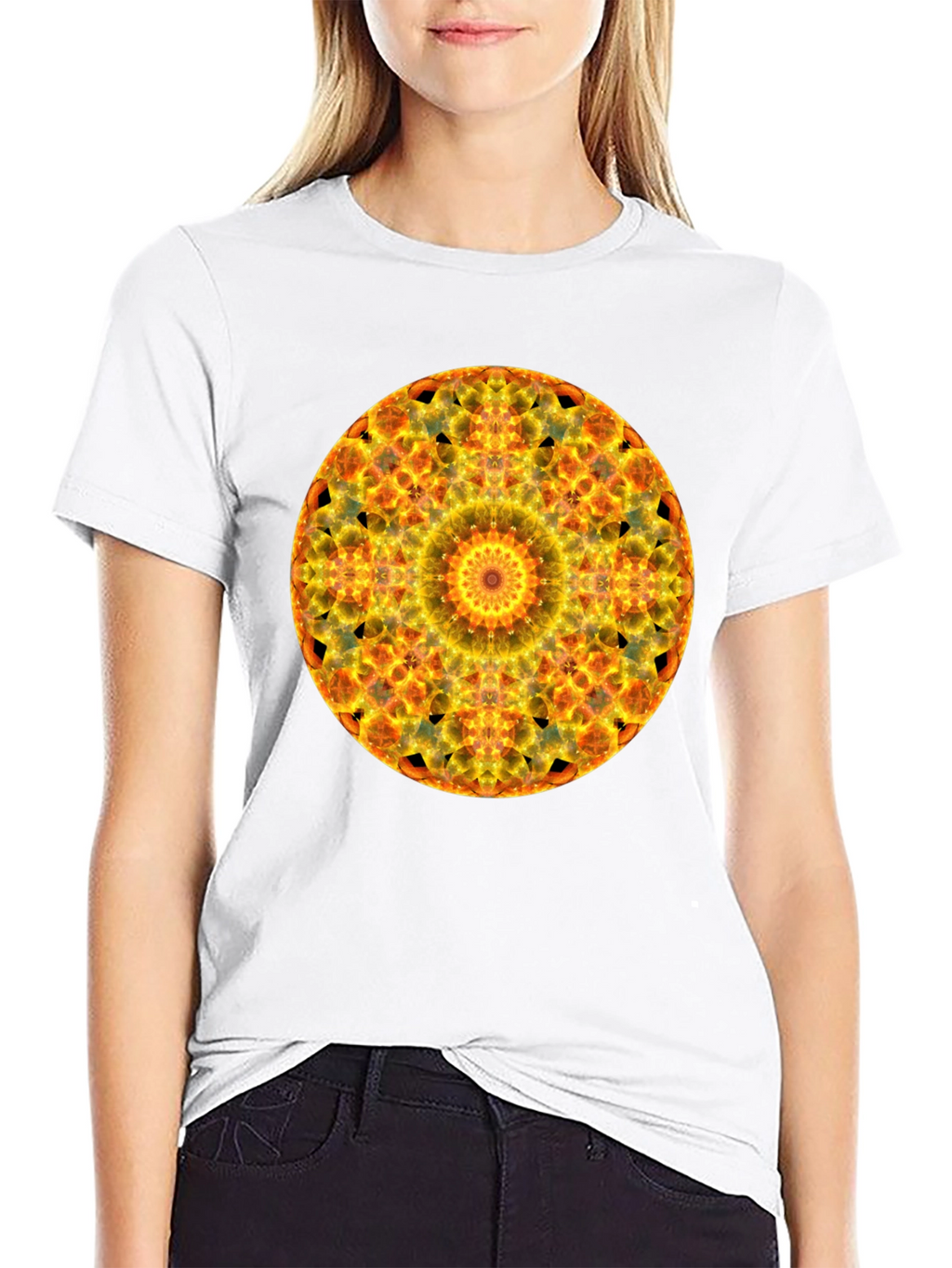 Fiery Mandala Graphic Tee - Bold Statement Shirt