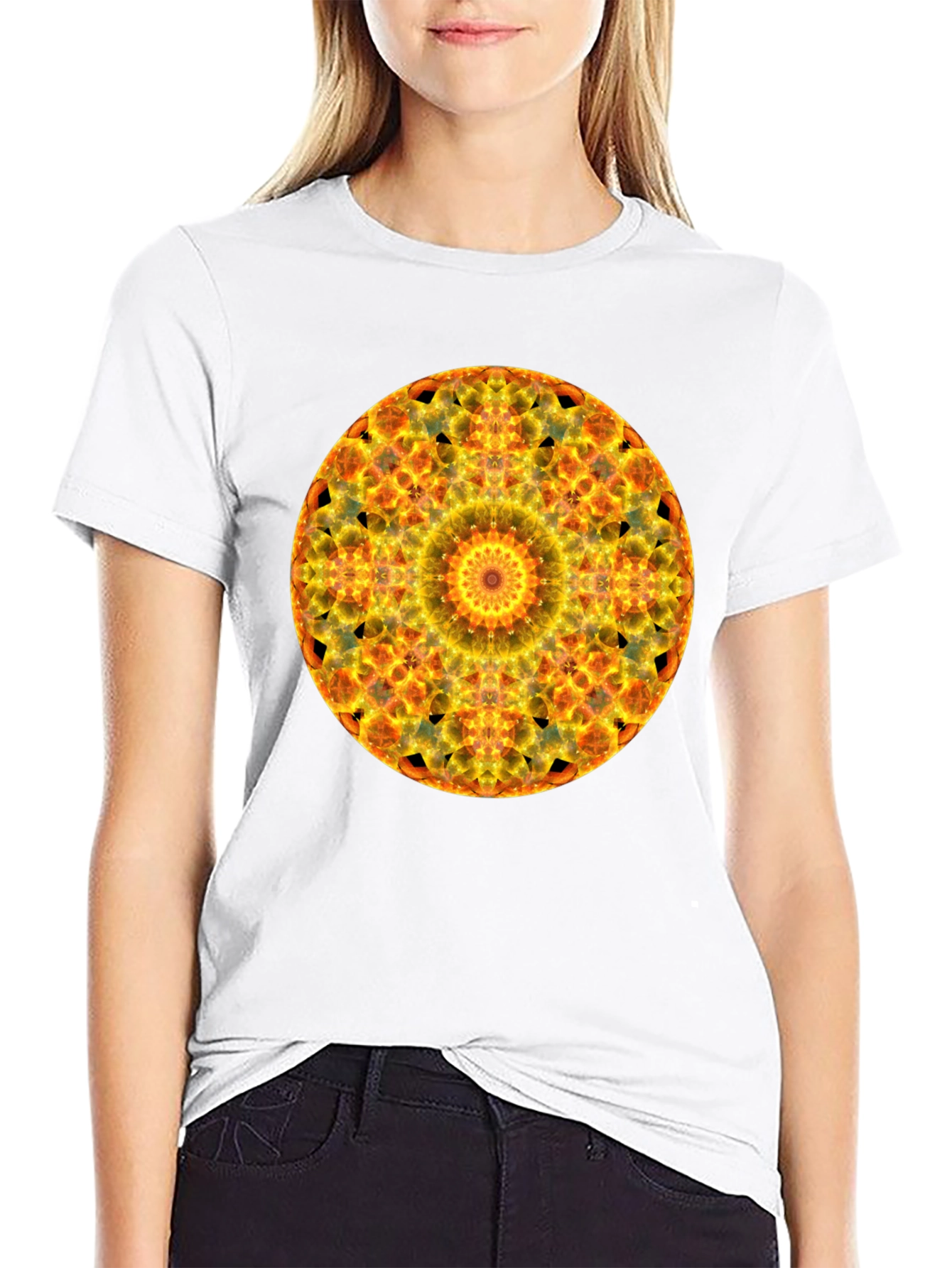 Fiery Mandala Graphic Tee - Bold Statement Shirt