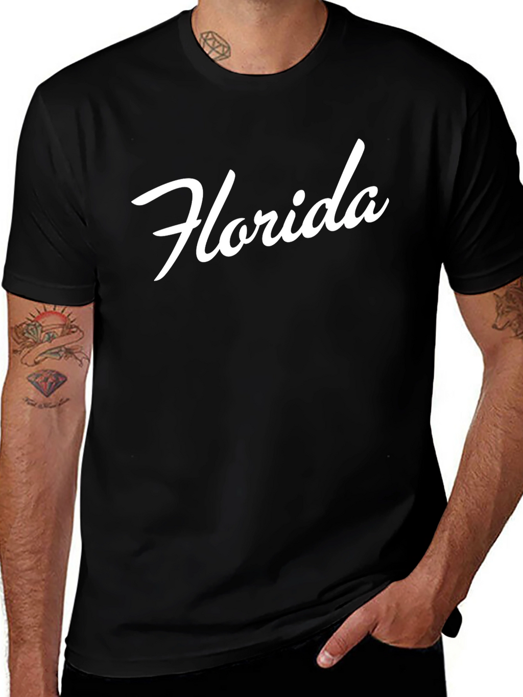 Florida Script Black Cotton T-Shirt