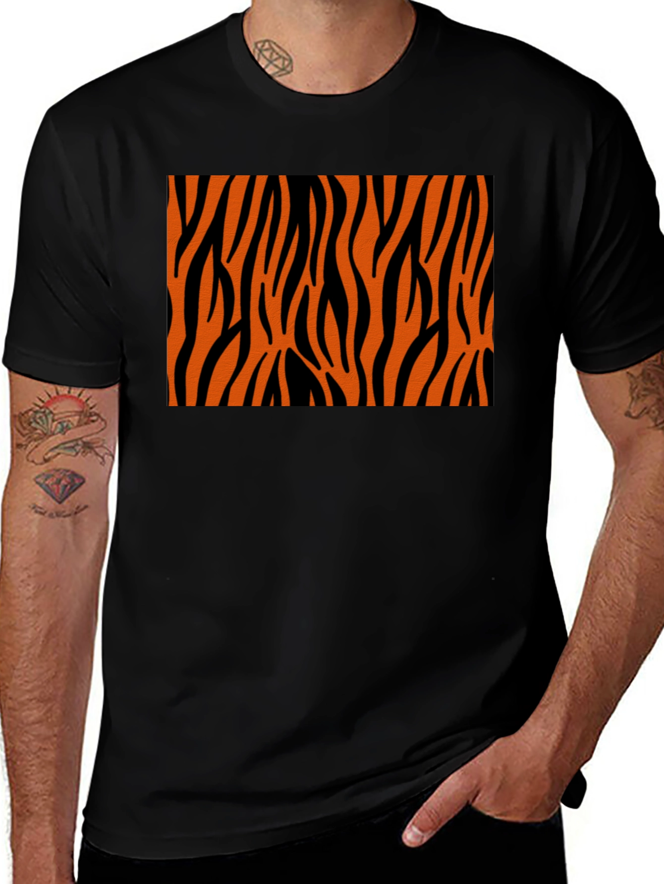 Tiger Stripe Graphic Black T-Shirt
