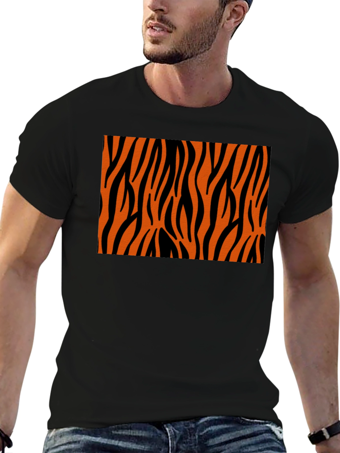 Tiger Stripe Graphic Black T-Shirt