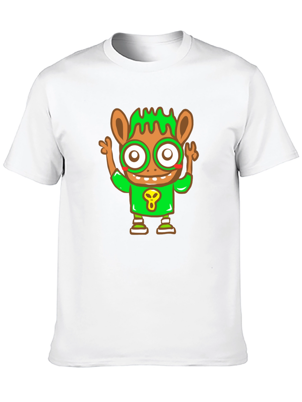 Cartoon Character Graphic Tee - Black Cotton Blend