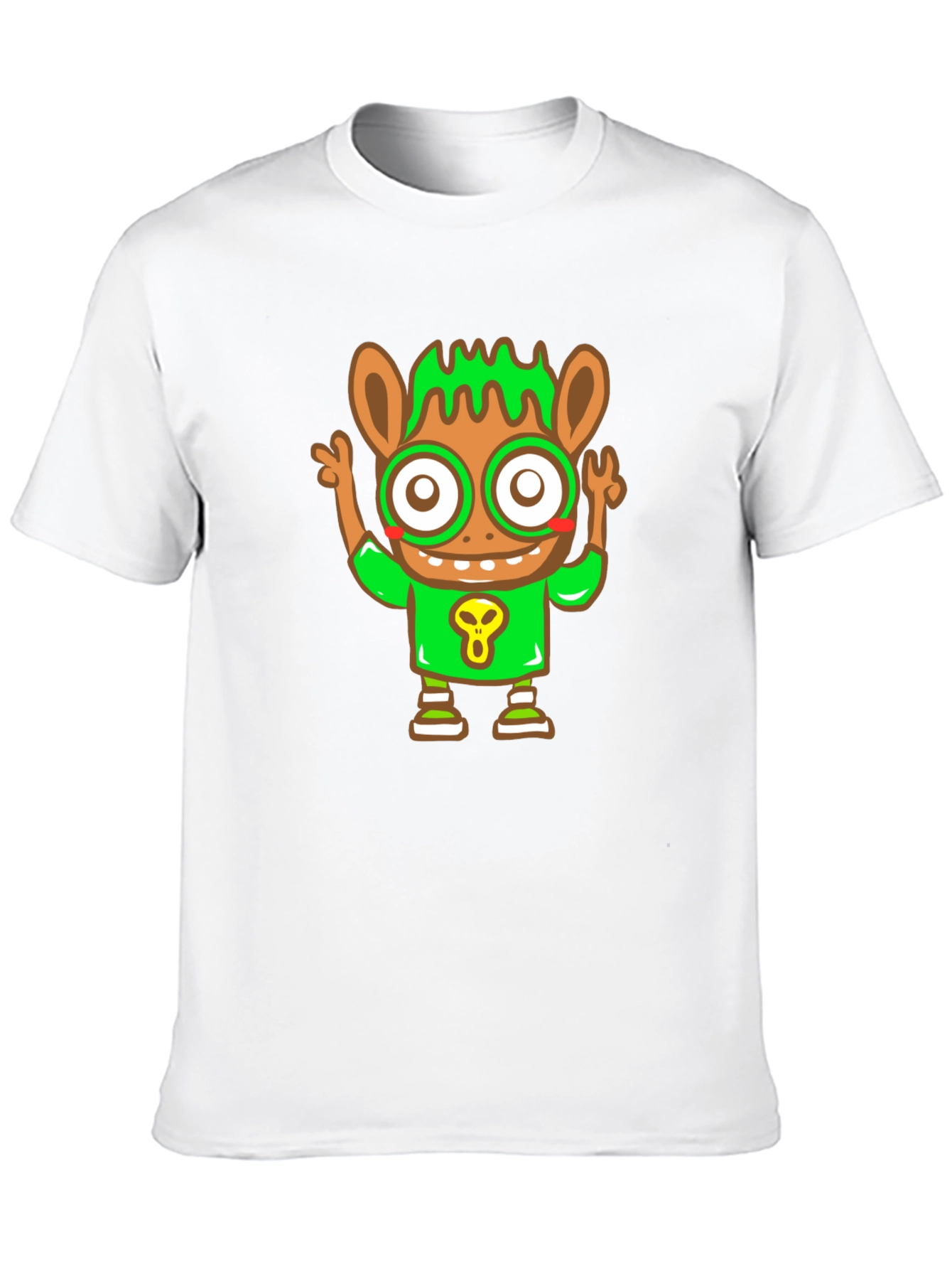 Cartoon Character Graphic Tee - Black Cotton Blend