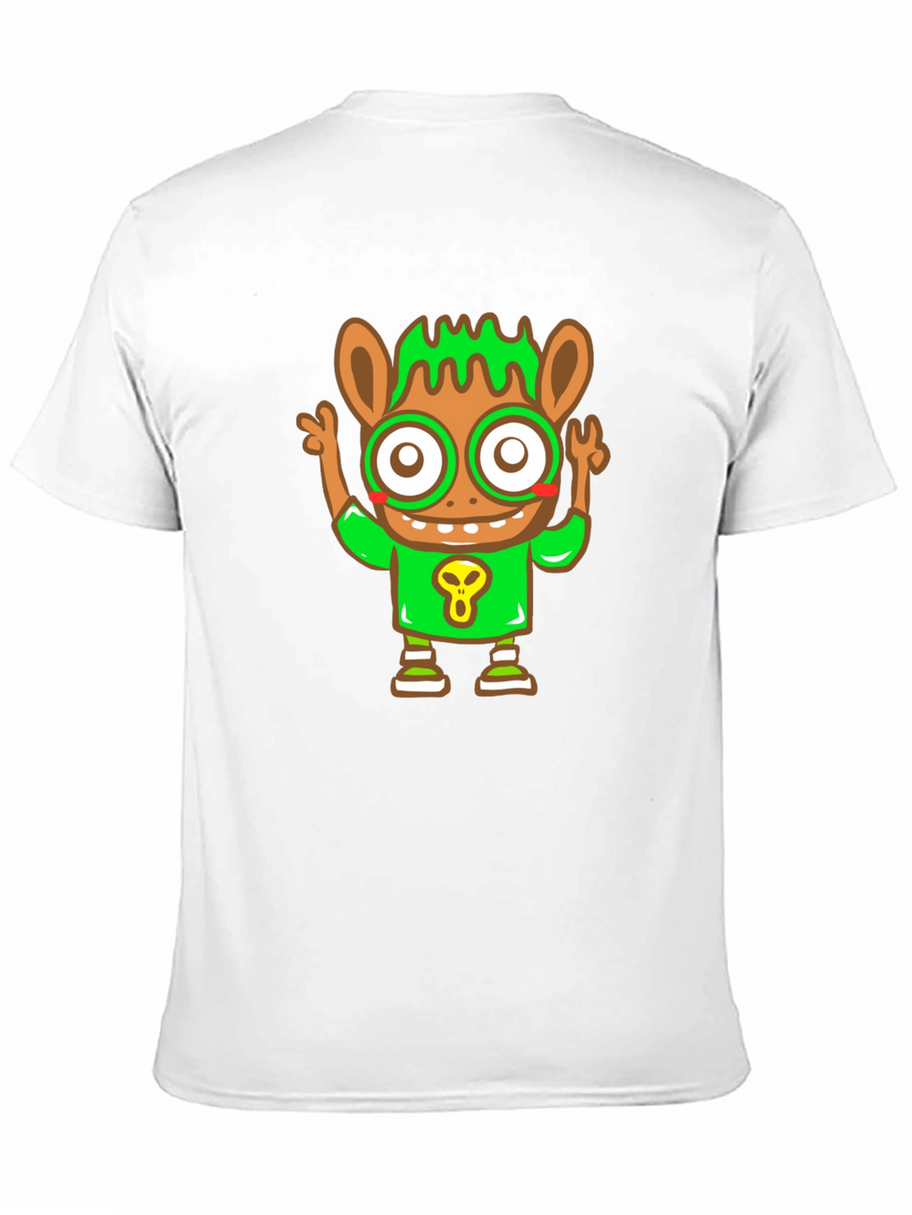 Cartoon Character Graphic Tee - Black Cotton Blend