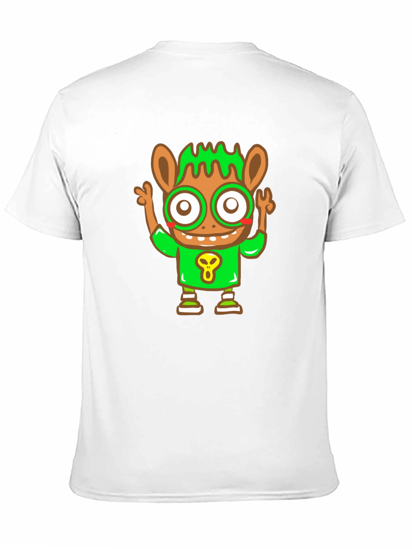 Cartoon Character Graphic Tee - Black Cotton Blend