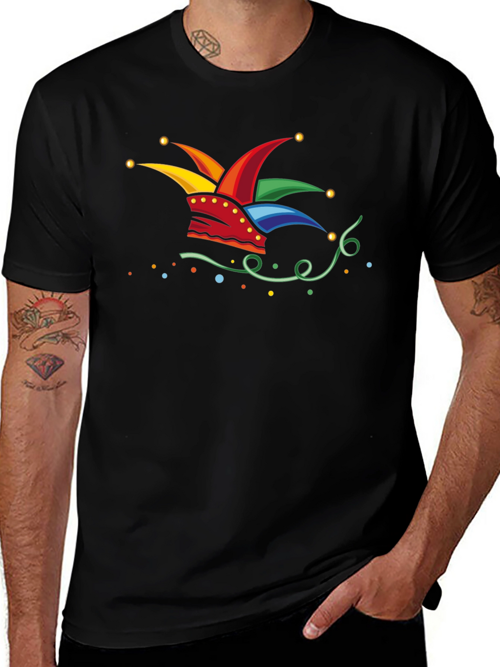 Jester Hat Graphic Black T-Shirt
