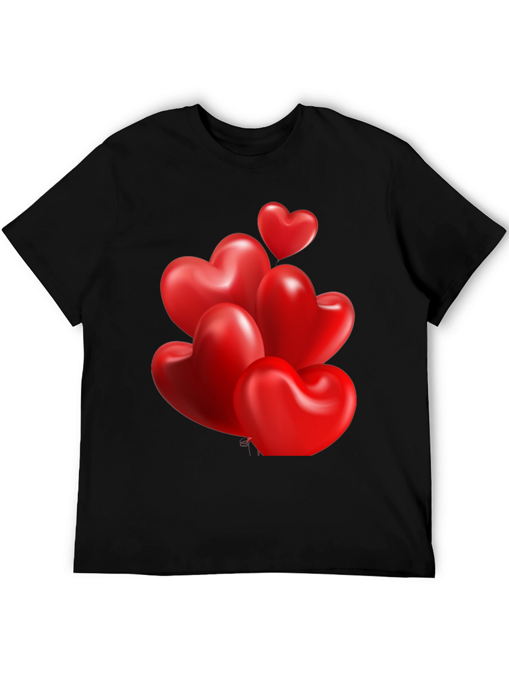 Heart Balloons Graphic Print Black T-Shirt