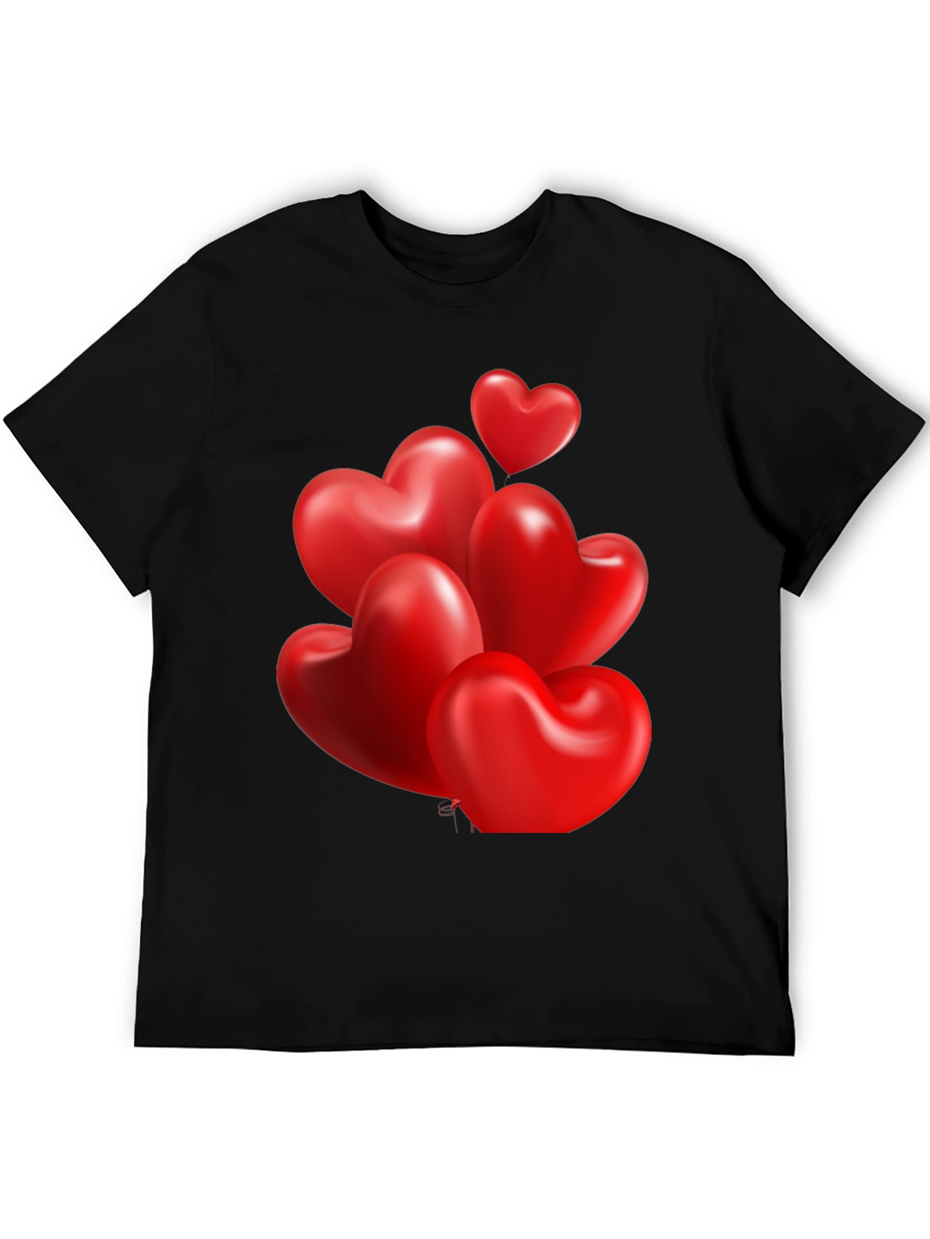 Heart Balloons Graphic Print Black T-Shirt