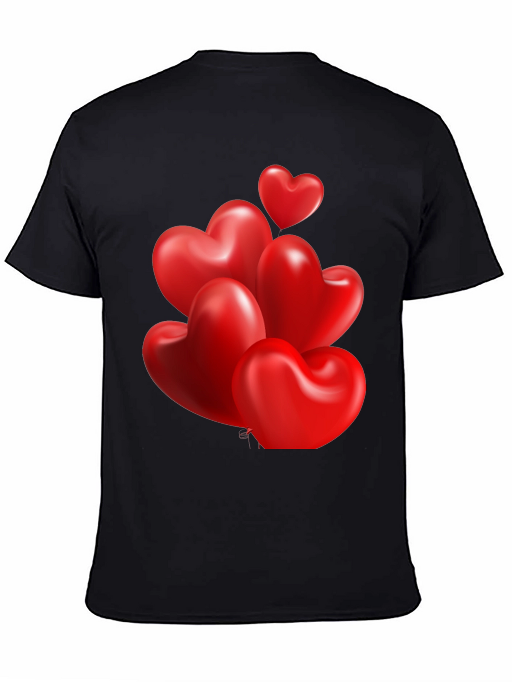 Heart Balloons Graphic Print Black T-Shirt