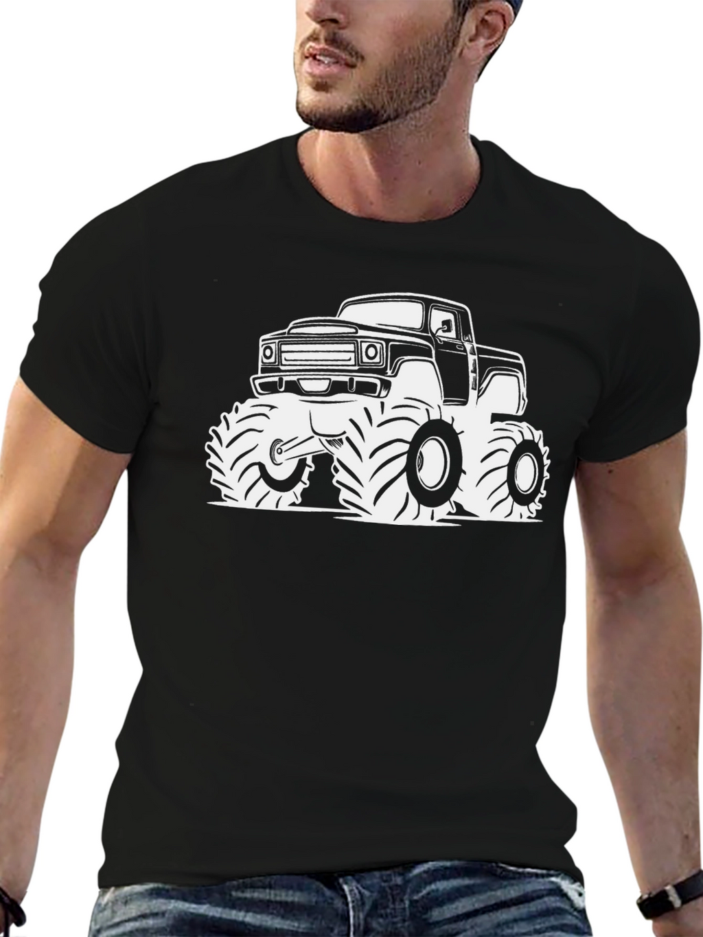 Monster Truck Graphic Tee - Black Cotton T-Shirt
