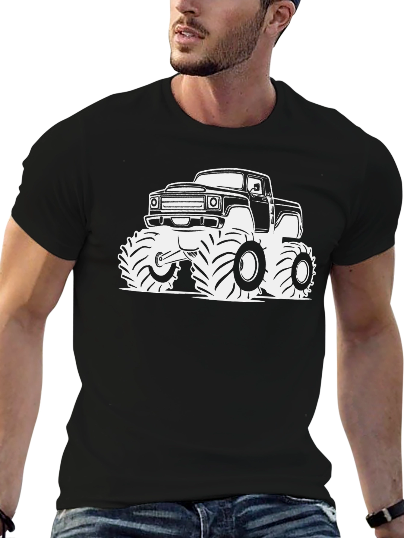 Monster Truck Graphic Tee - Black Cotton T-Shirt
