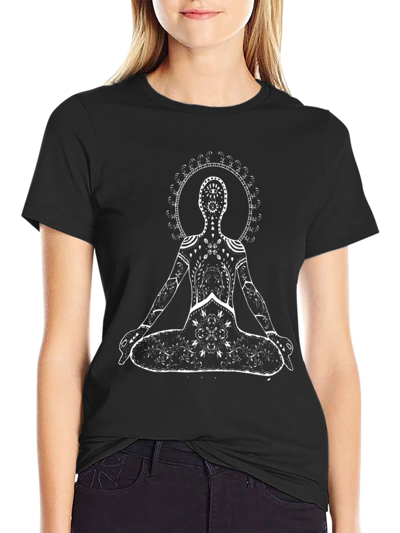 Yoga Mandala Graphic Tee - Black