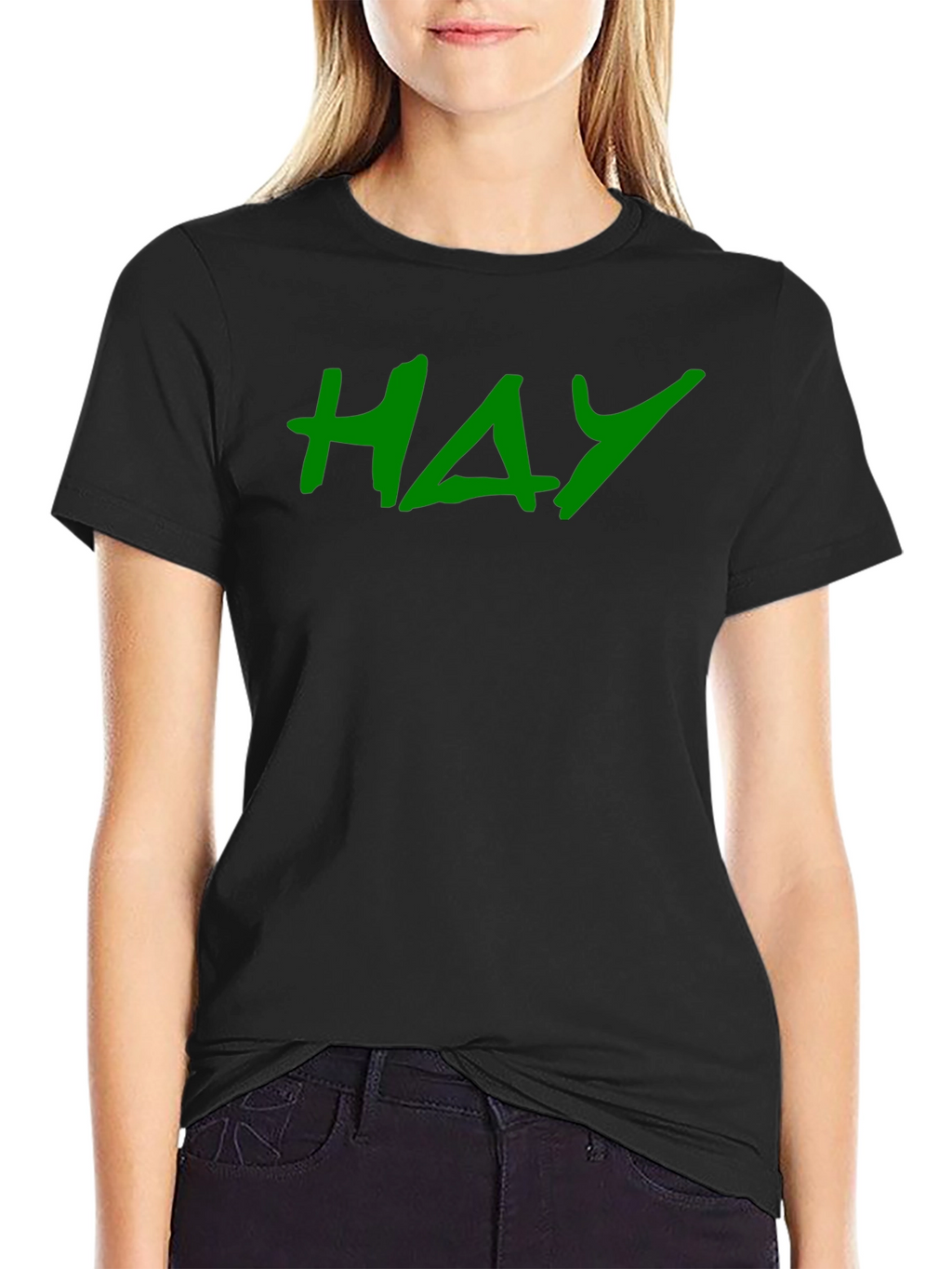 HAY Green Graphic Black T-Shirt