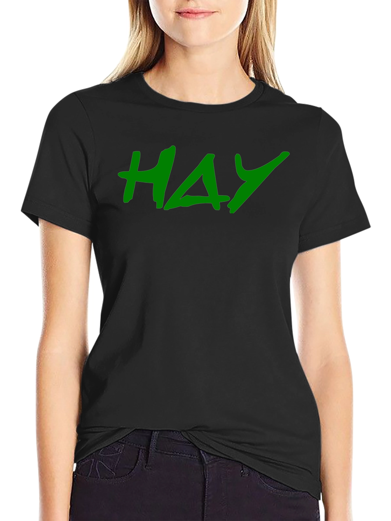 HAY Green Graphic Black T-Shirt