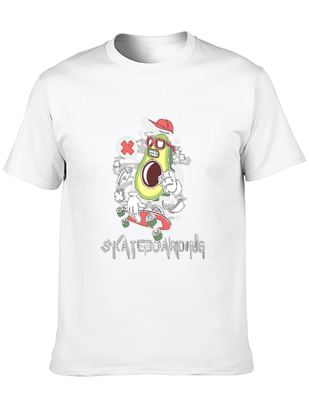 Skateboarding Avocado Graphic T-Shirt
