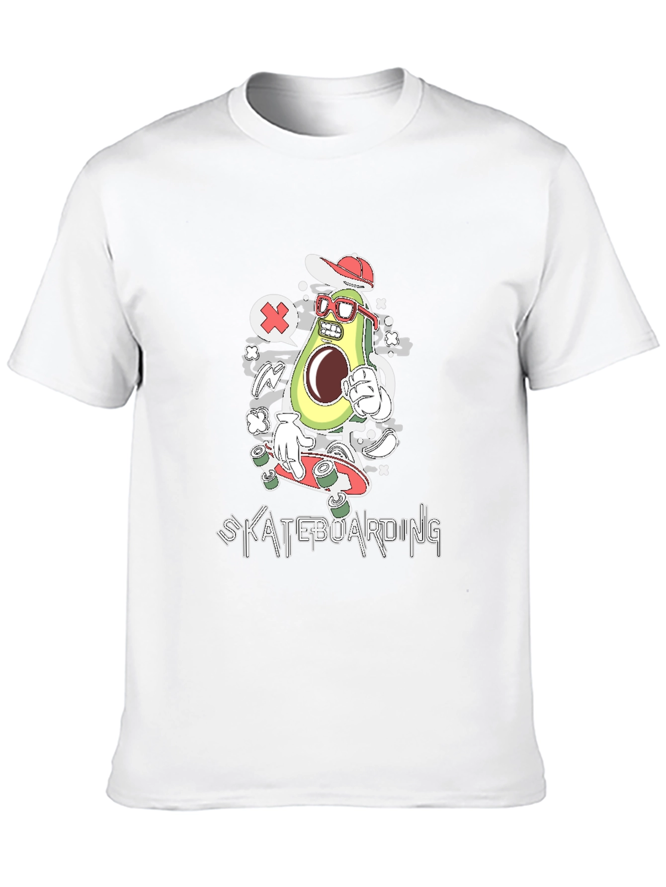 Skateboarding Avocado Graphic T-Shirt