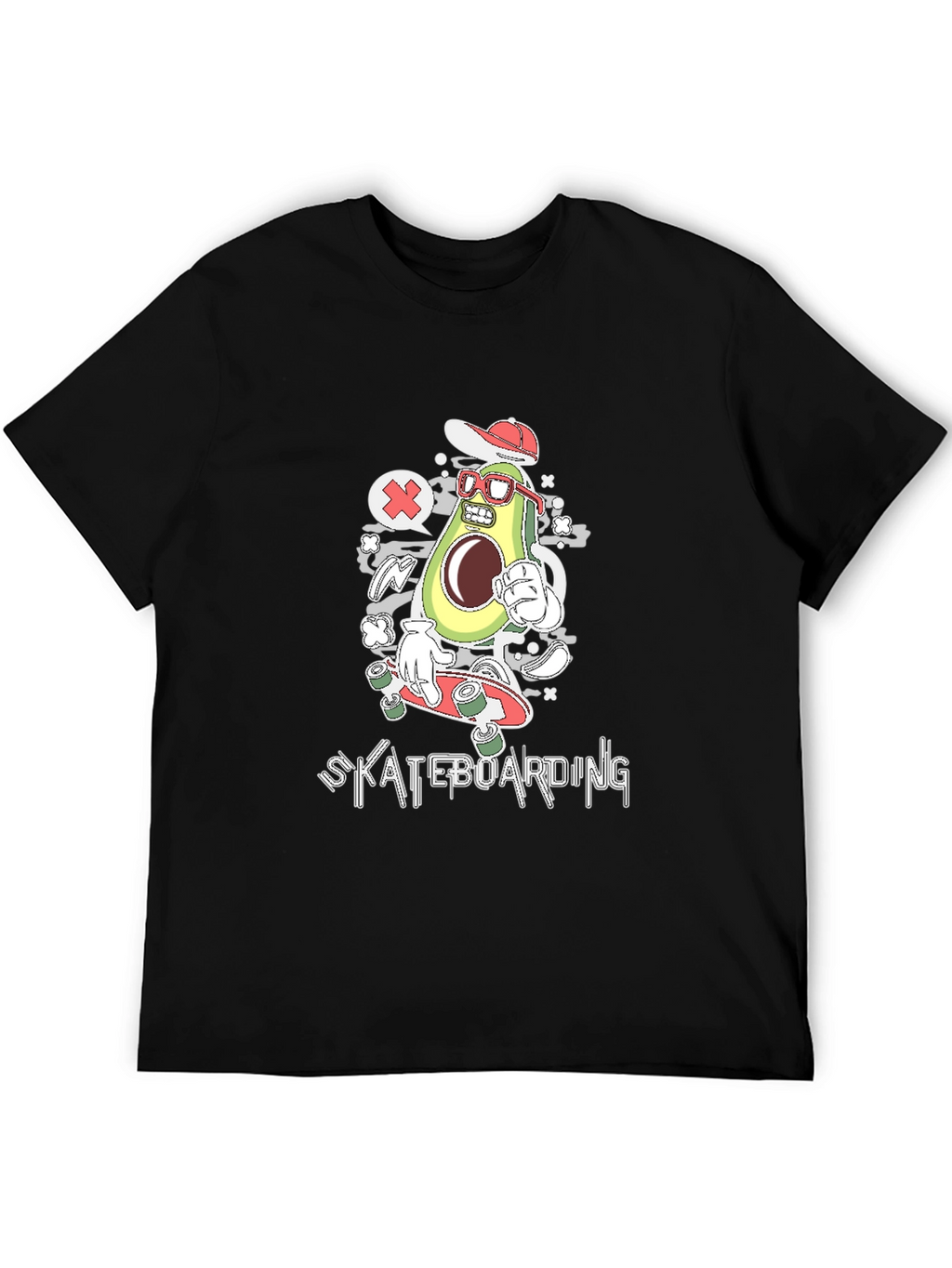 Skateboarding Avocado Graphic T-Shirt