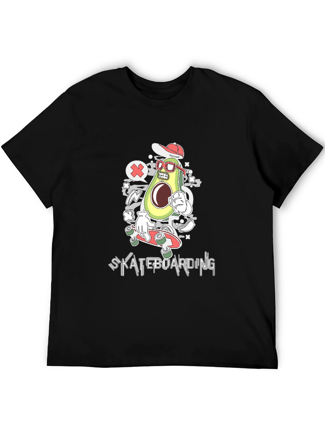 Skateboarding Avocado Graphic T-Shirt