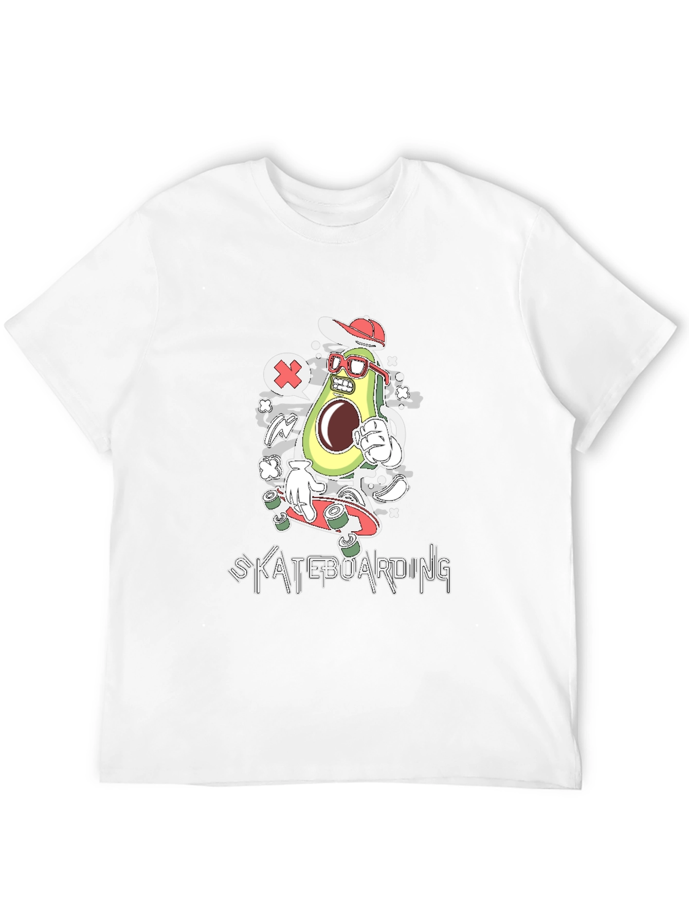 Skateboarding Avocado Graphic T-Shirt