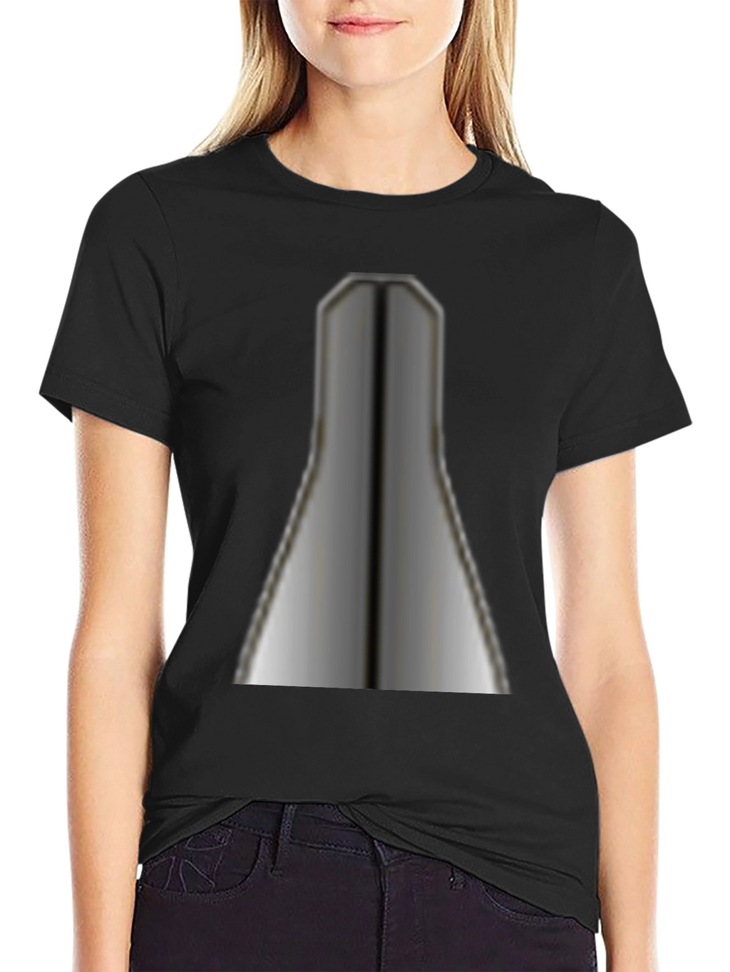 Unique Geometric Silver Print Black T-Shirt