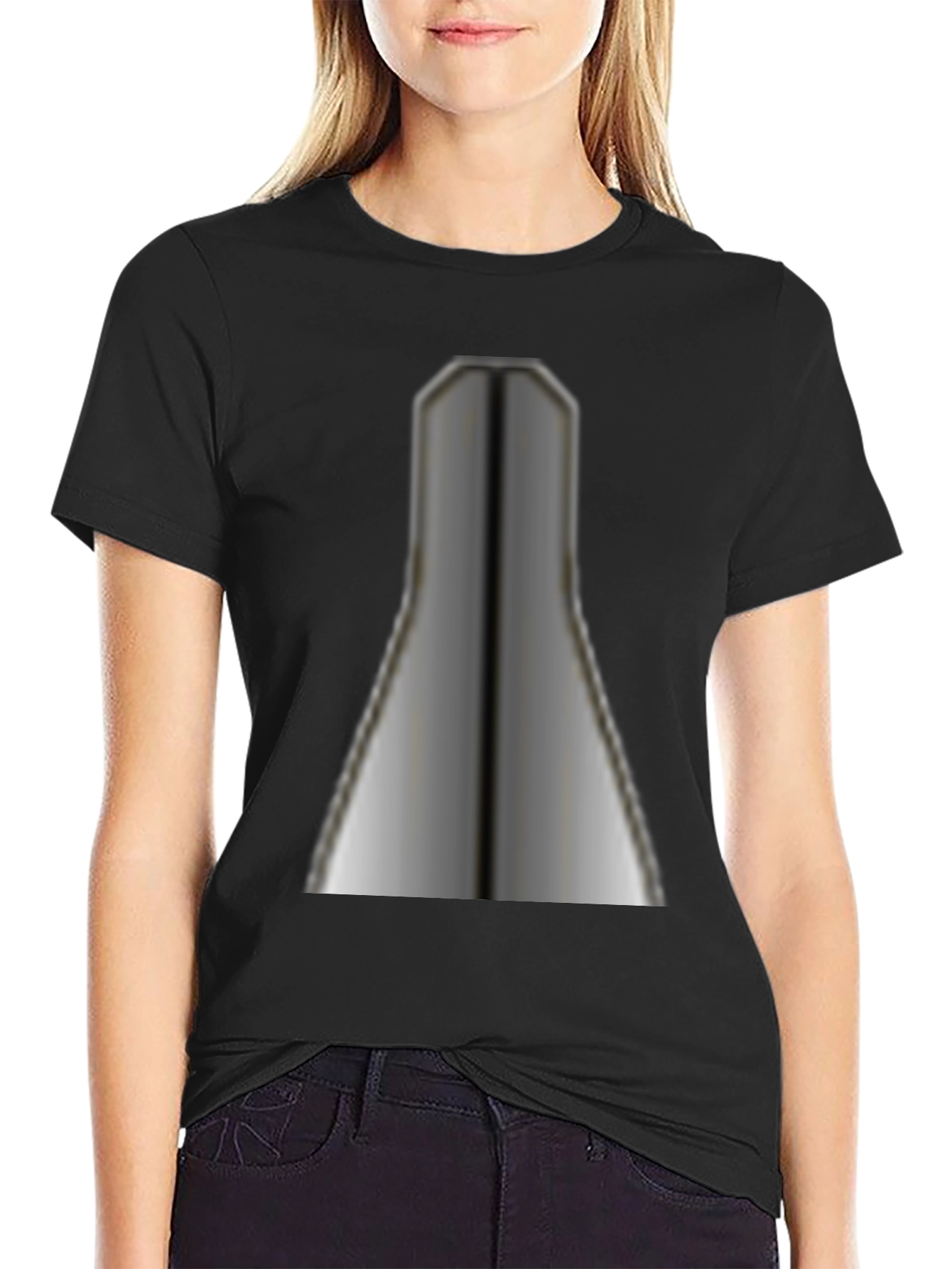 Unique Geometric Silver Print Black T-Shirt