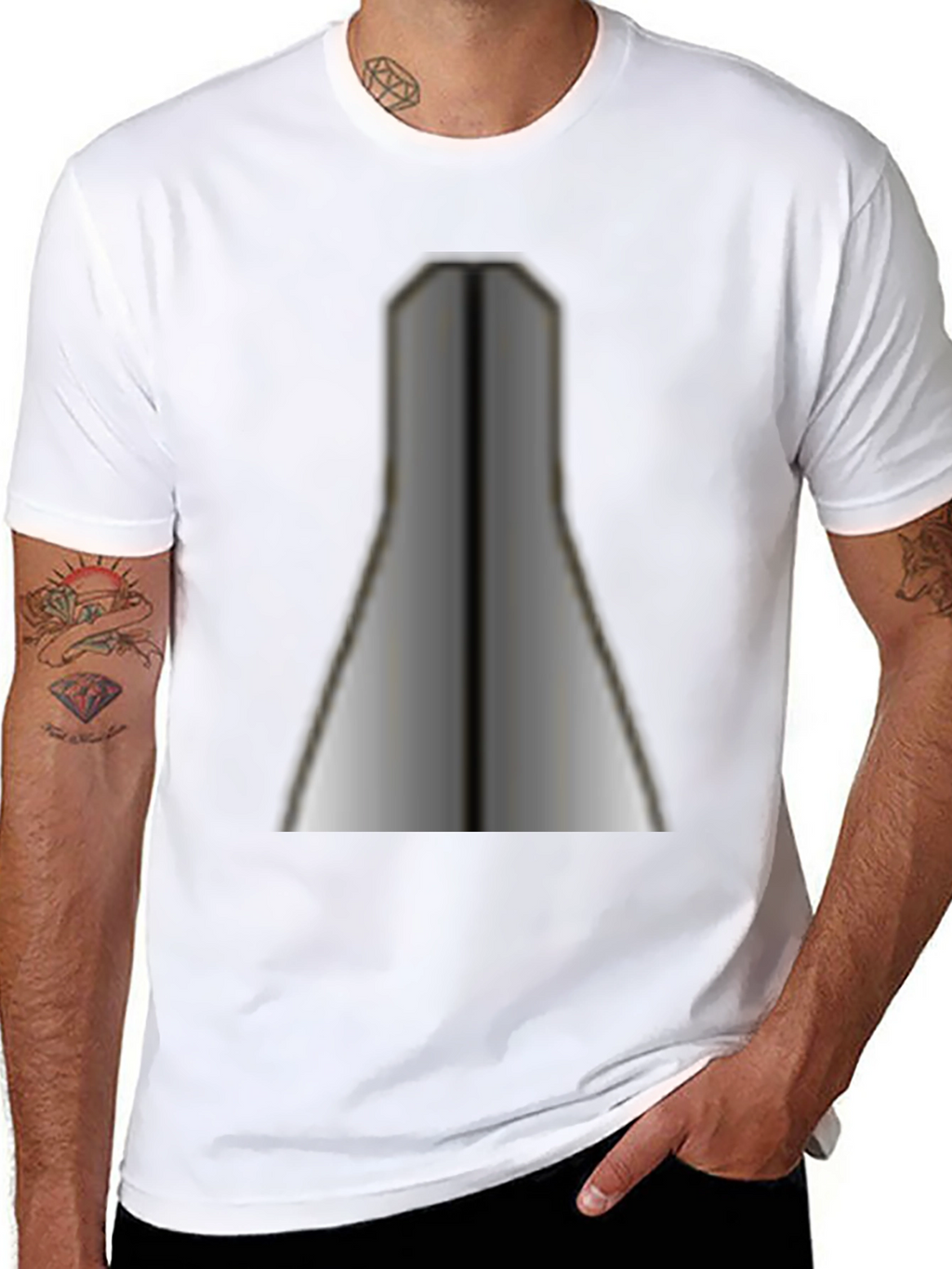 Unique Geometric Silver Print Black T-Shirt