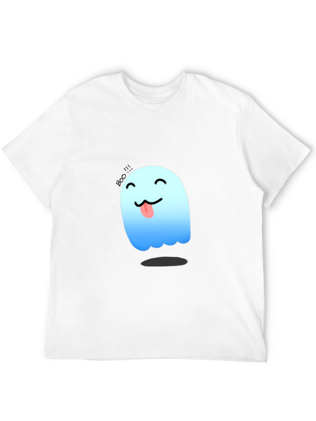 Cute Ghost Graphic Tee - Black Cotton T-Shirt
