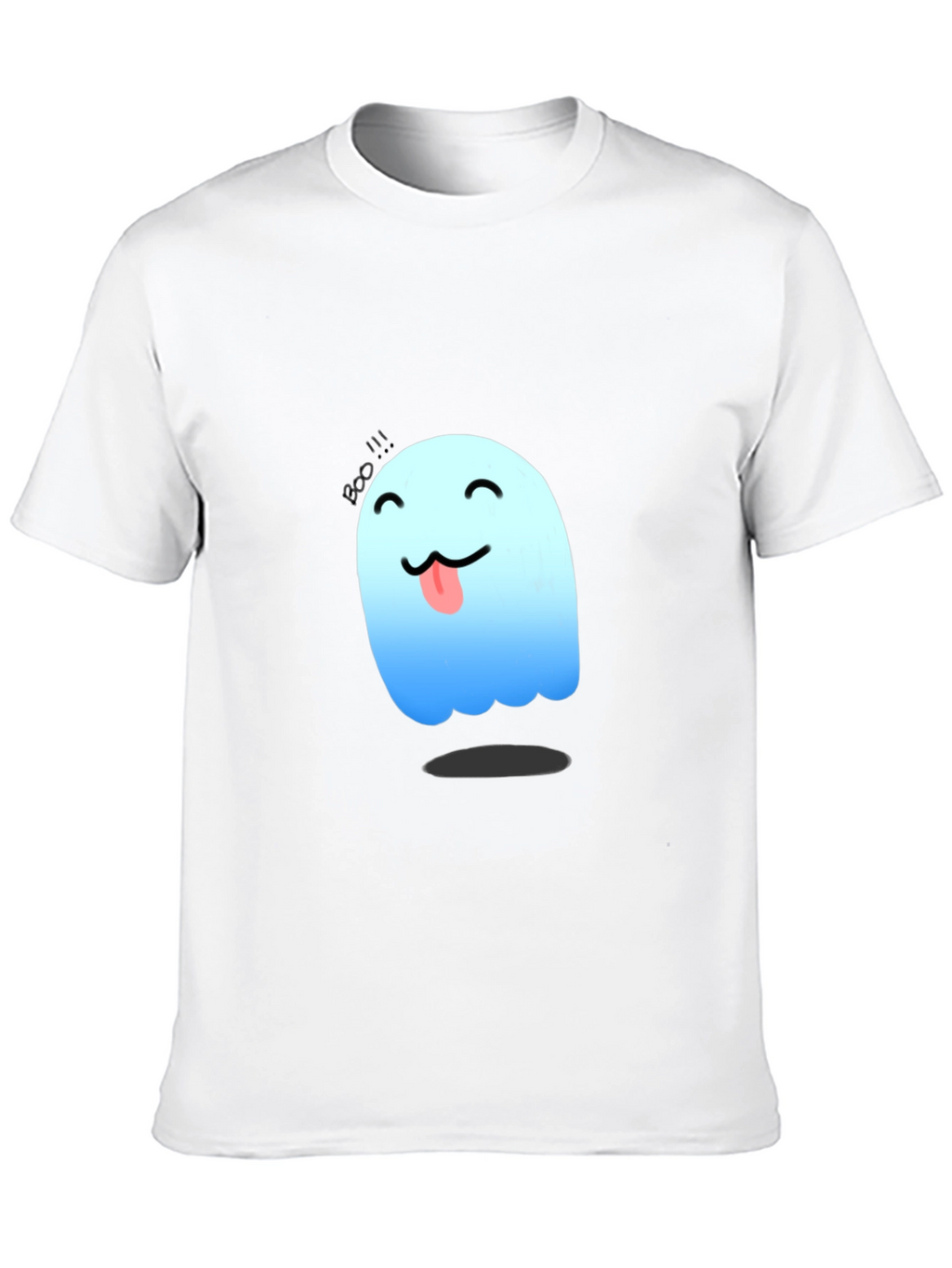 Cute Ghost Graphic Tee - Black Cotton T-Shirt