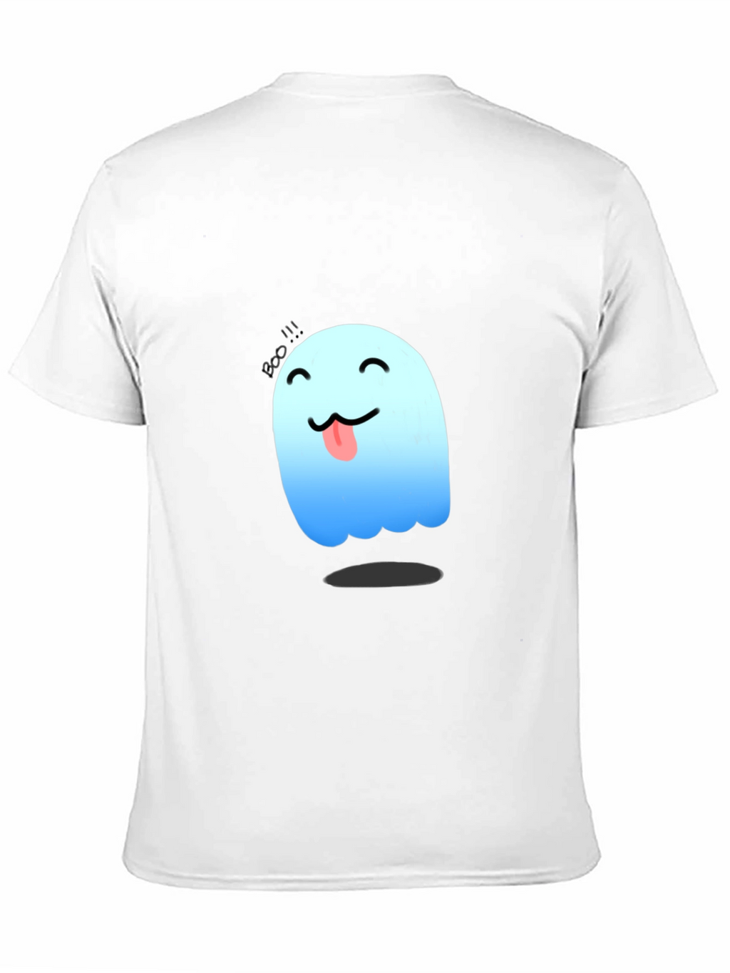 Cute Ghost Graphic Tee - Black Cotton T-Shirt