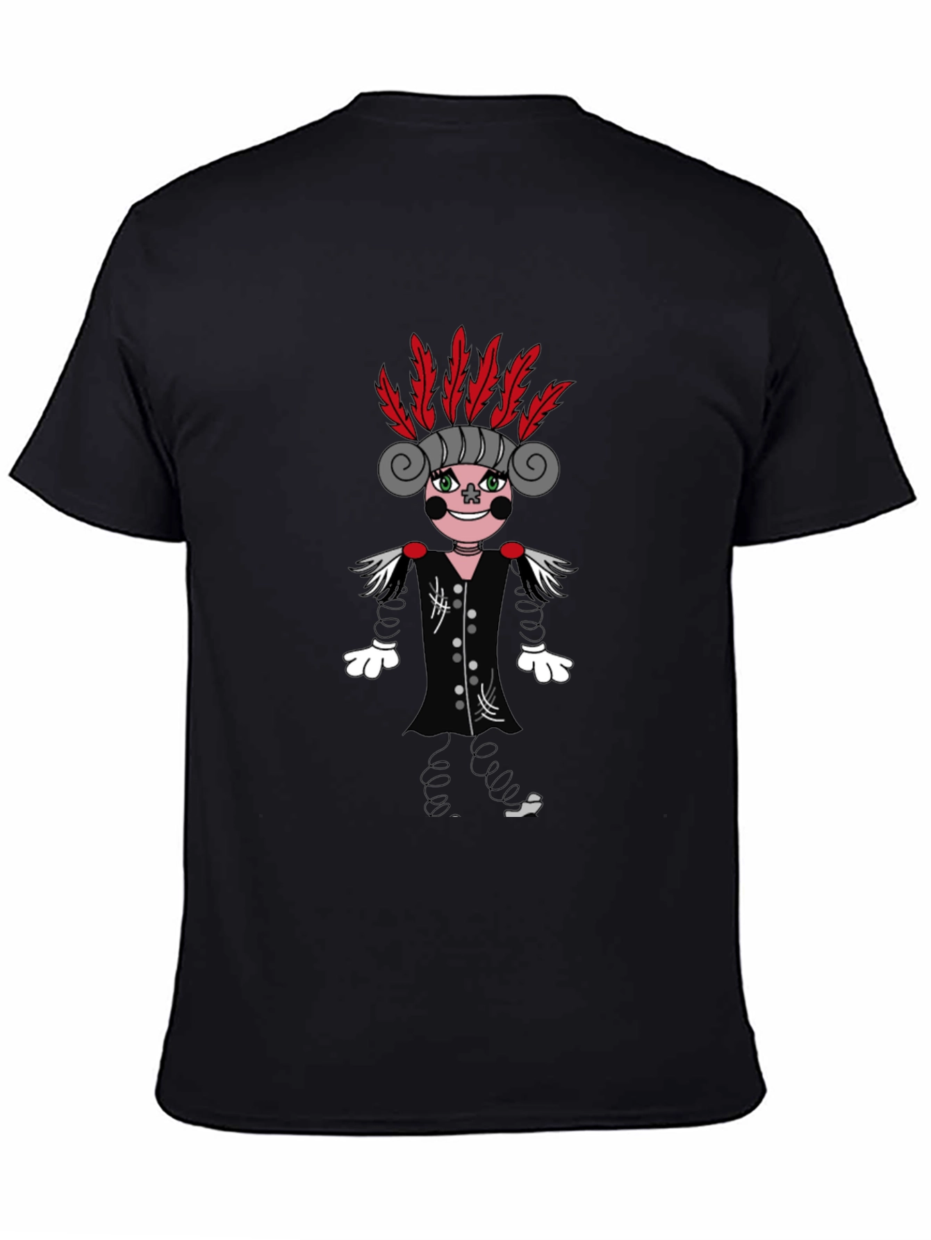Quirky Character Graphic Print Black T-Shirt