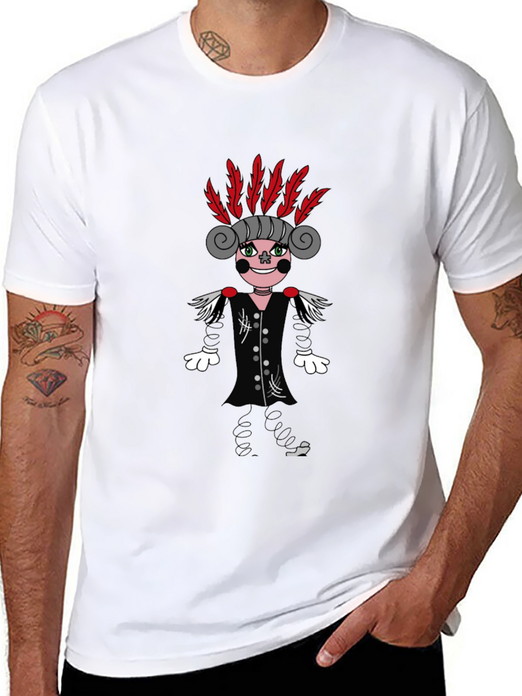 Quirky Character Graphic Print Black T-Shirt