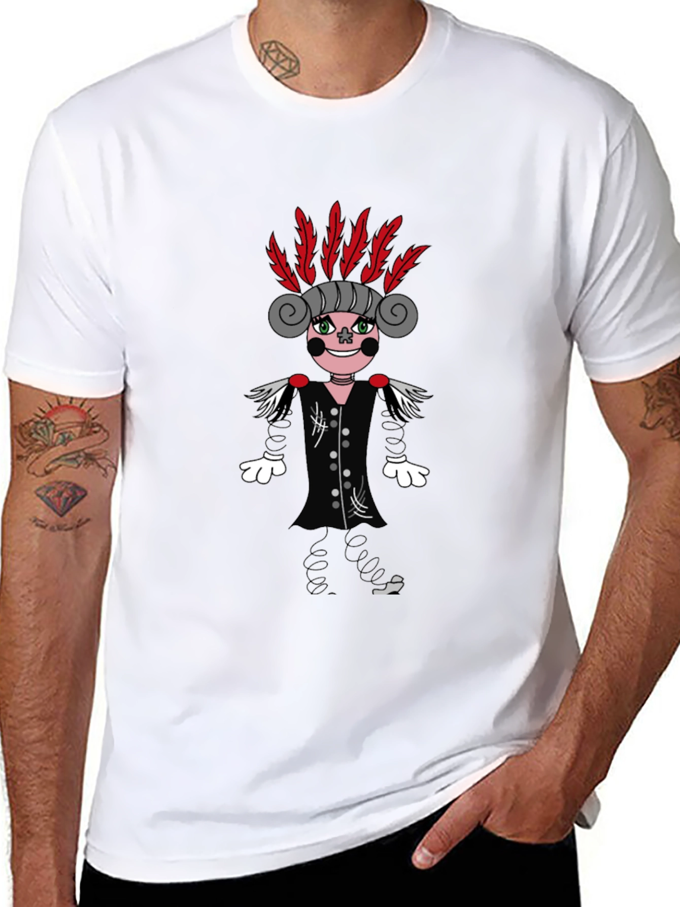 Quirky Character Graphic Print Black T-Shirt