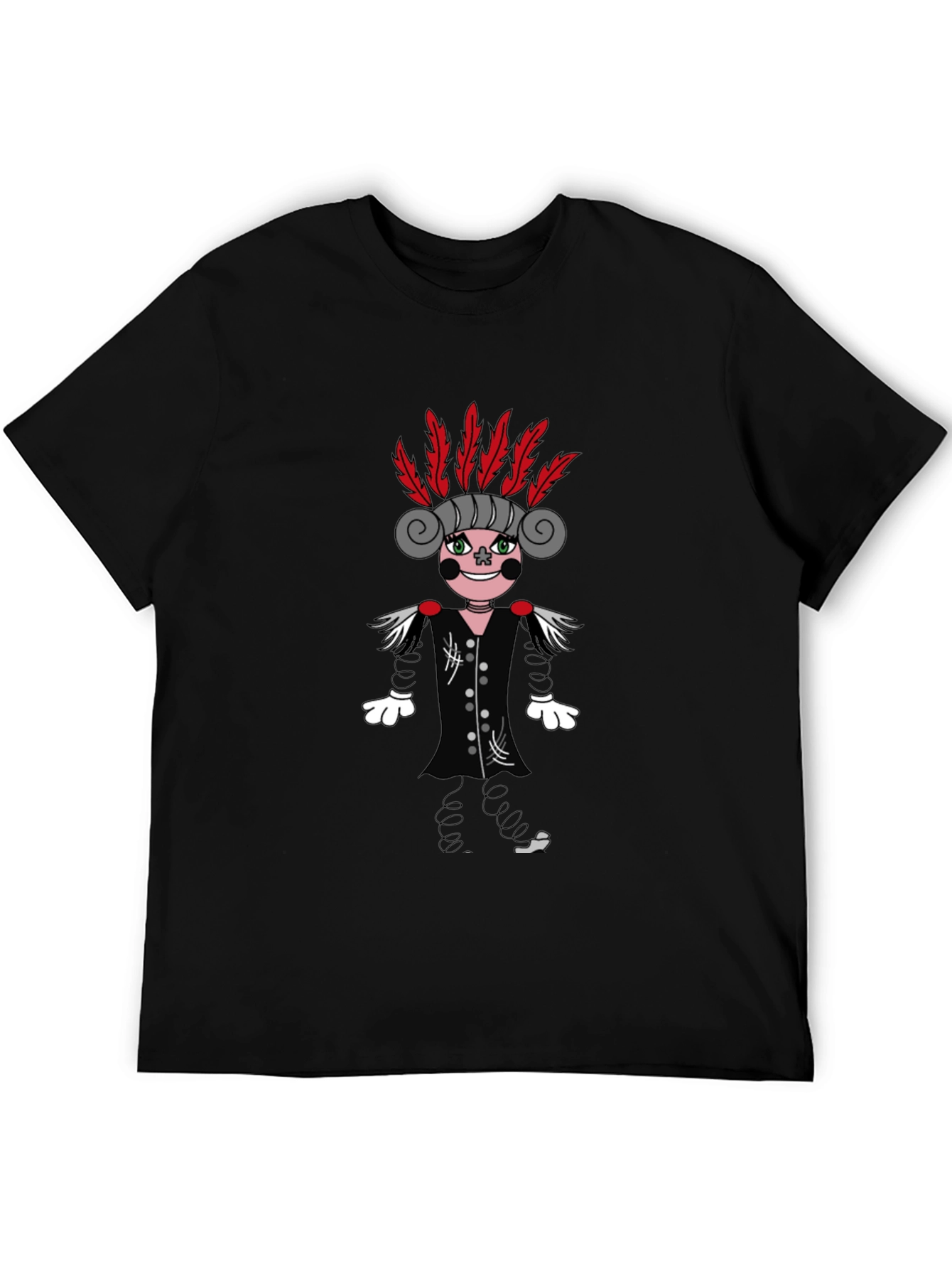 Quirky Character Graphic Print Black T-Shirt