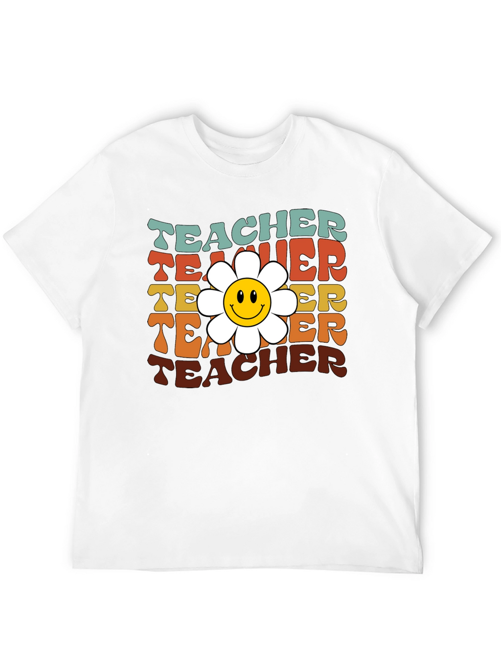 Retro Teacher Smiley Flower T-Shirt