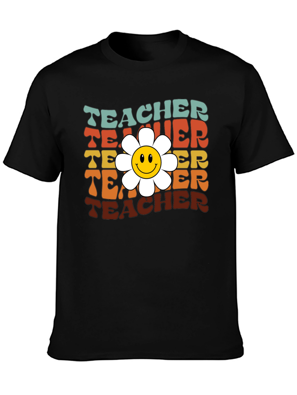 Retro Teacher Smiley Flower T-Shirt
