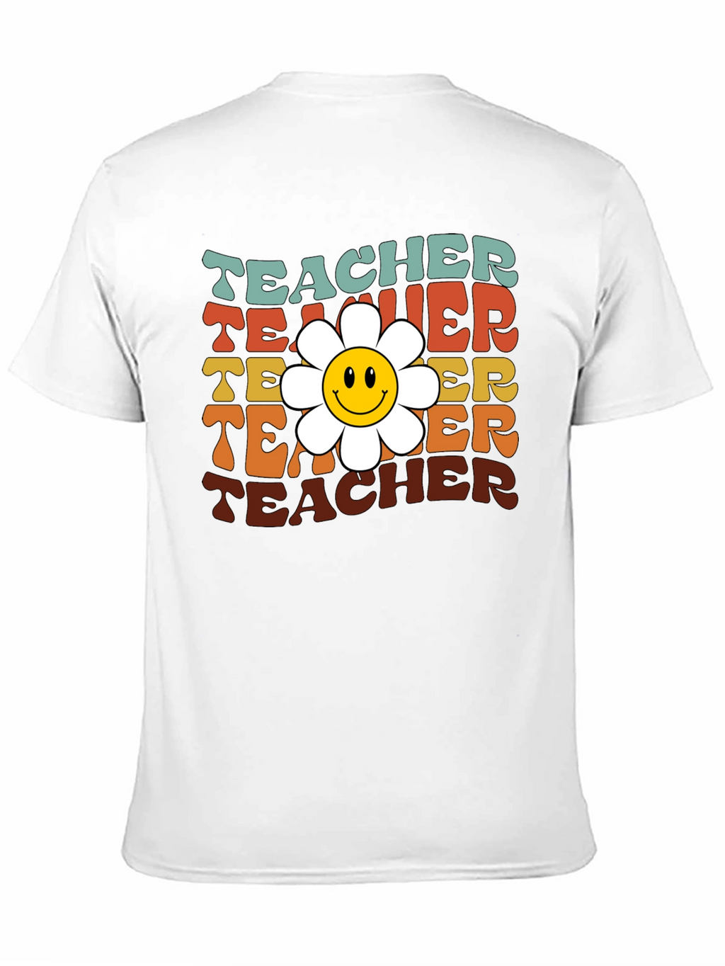Retro Teacher Smiley Flower T-Shirt