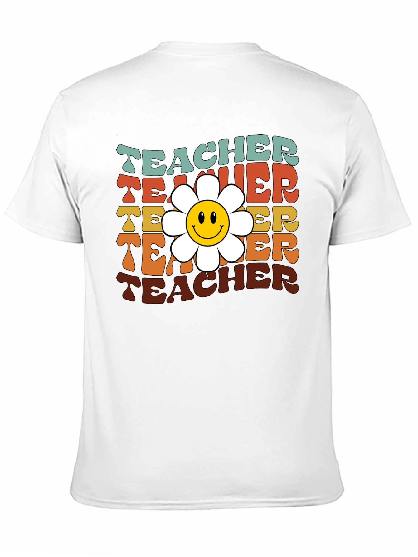 Retro Teacher Smiley Flower T-Shirt