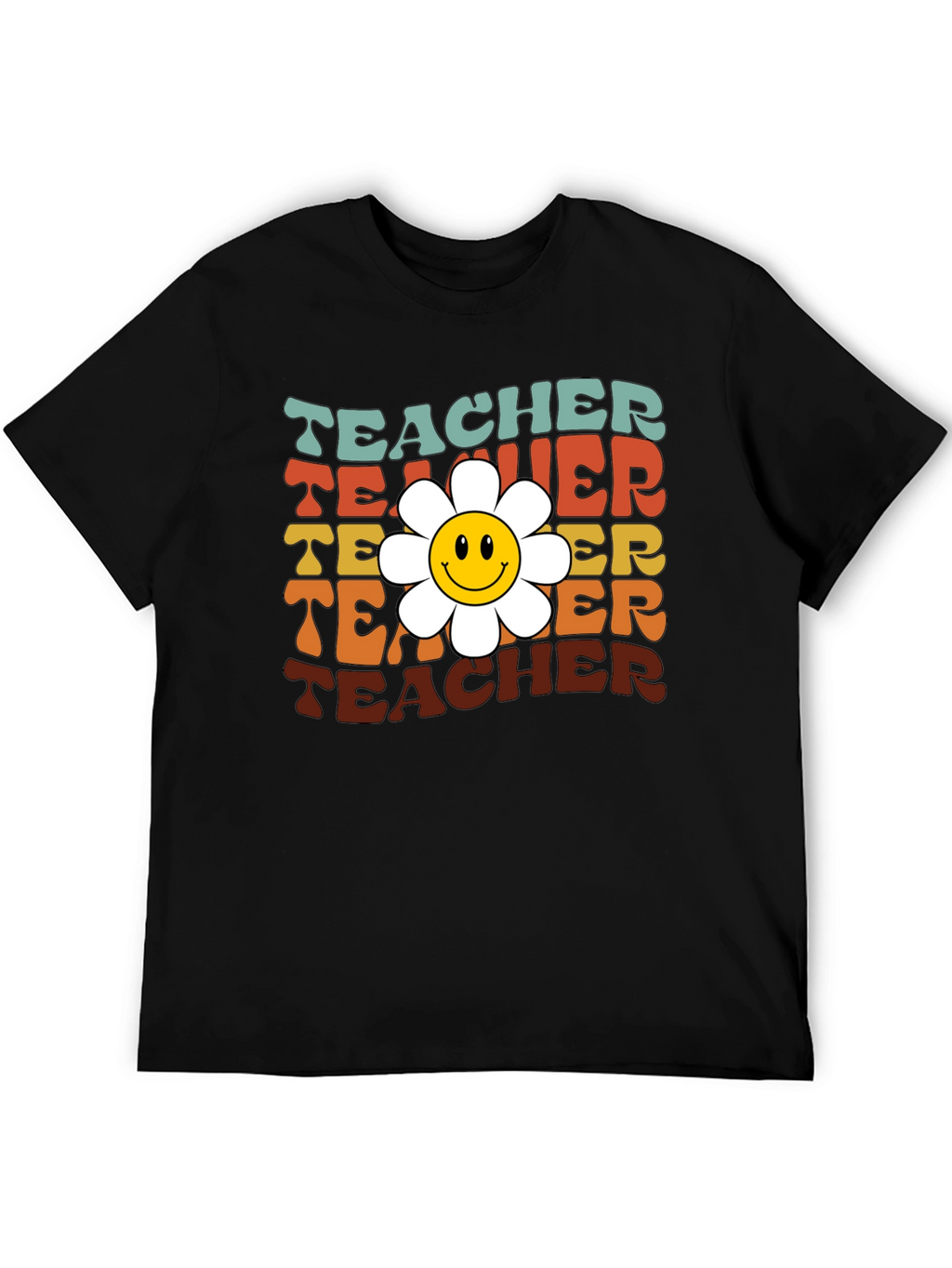 Retro Teacher Smiley Flower T-Shirt