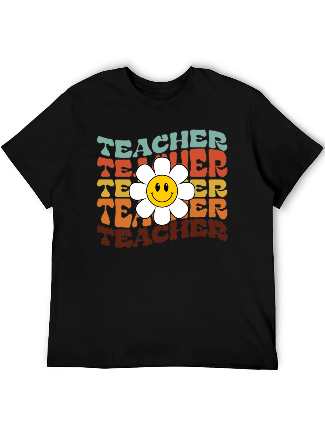 Retro Teacher Smiley Flower T-Shirt
