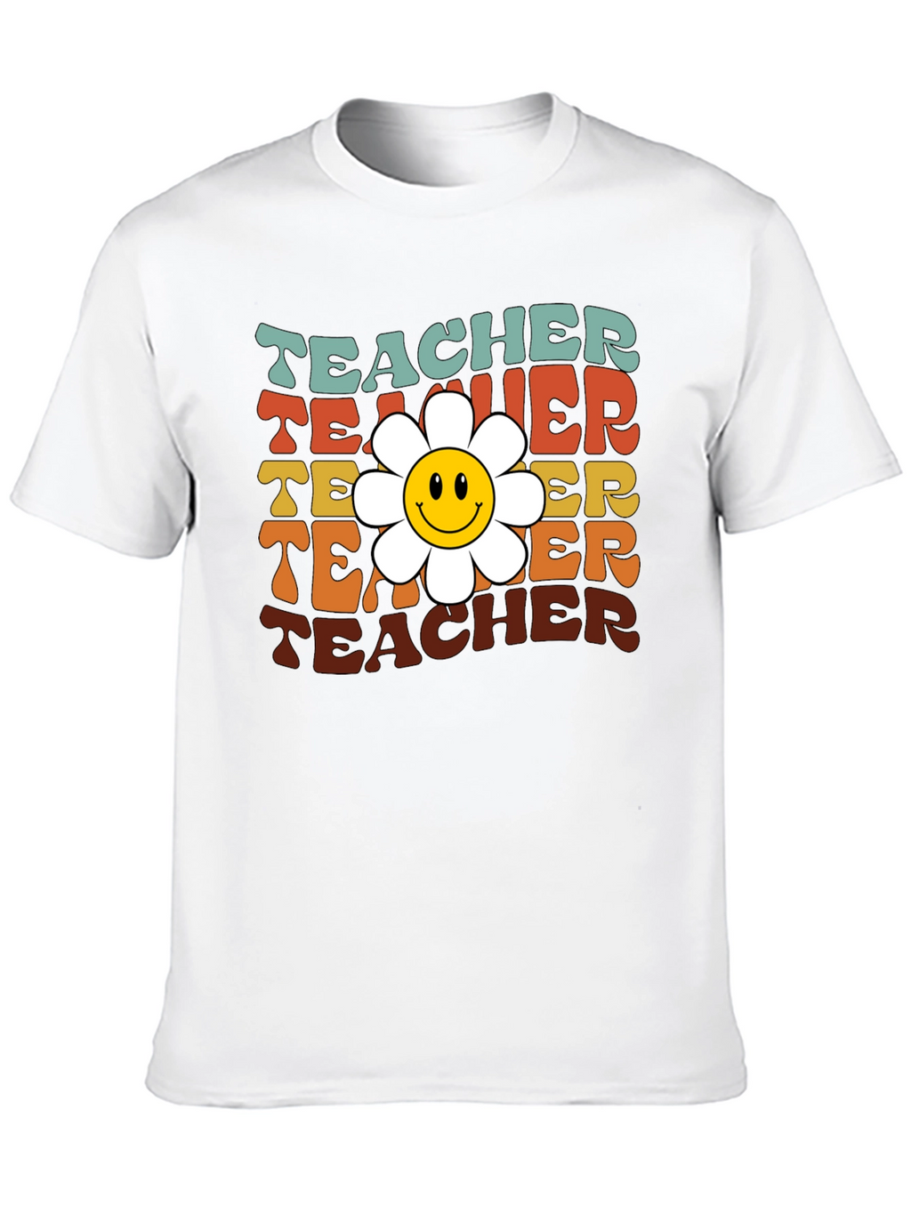 Retro Teacher Smiley Flower T-Shirt