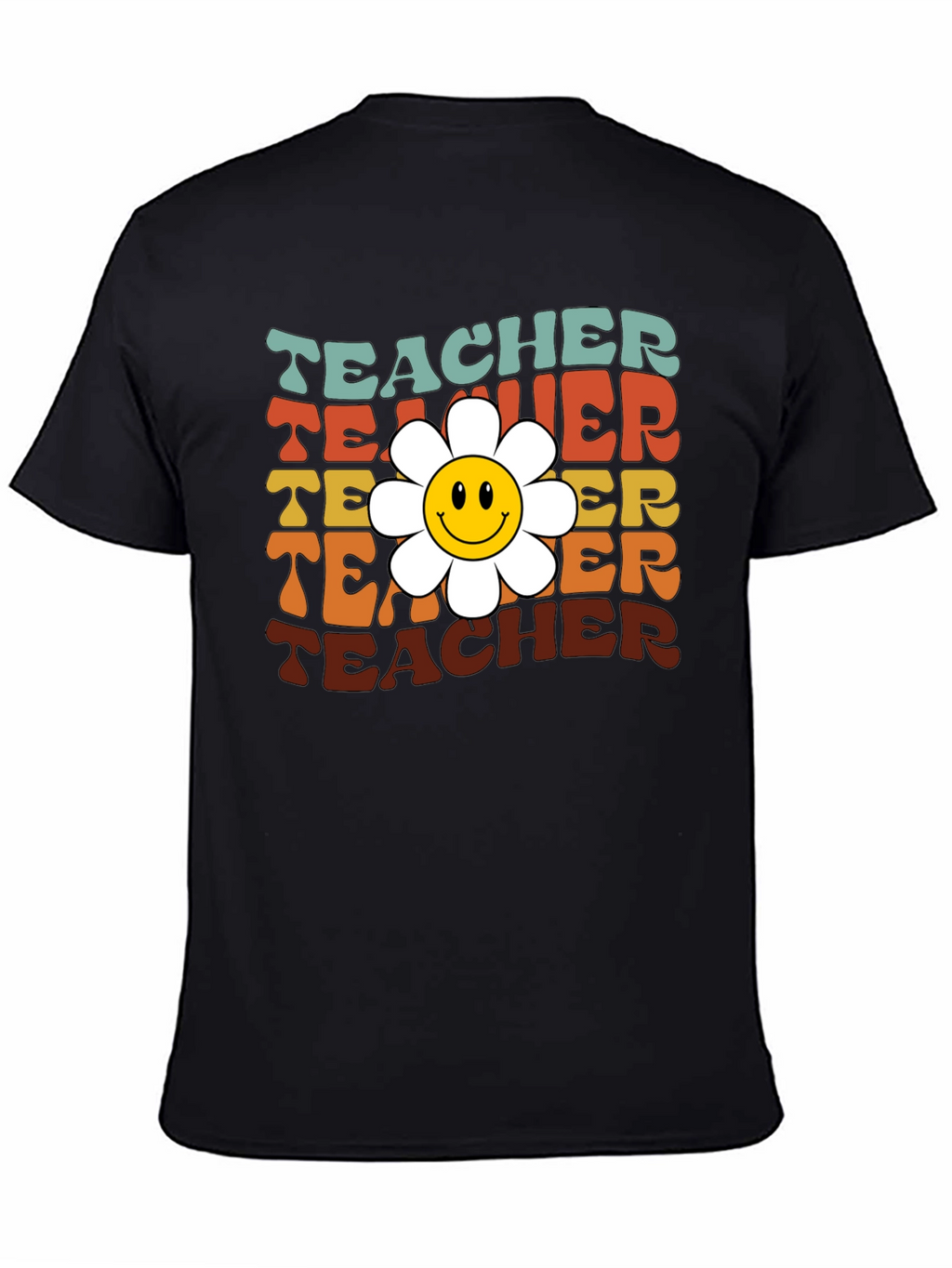 Retro Teacher Smiley Flower T-Shirt