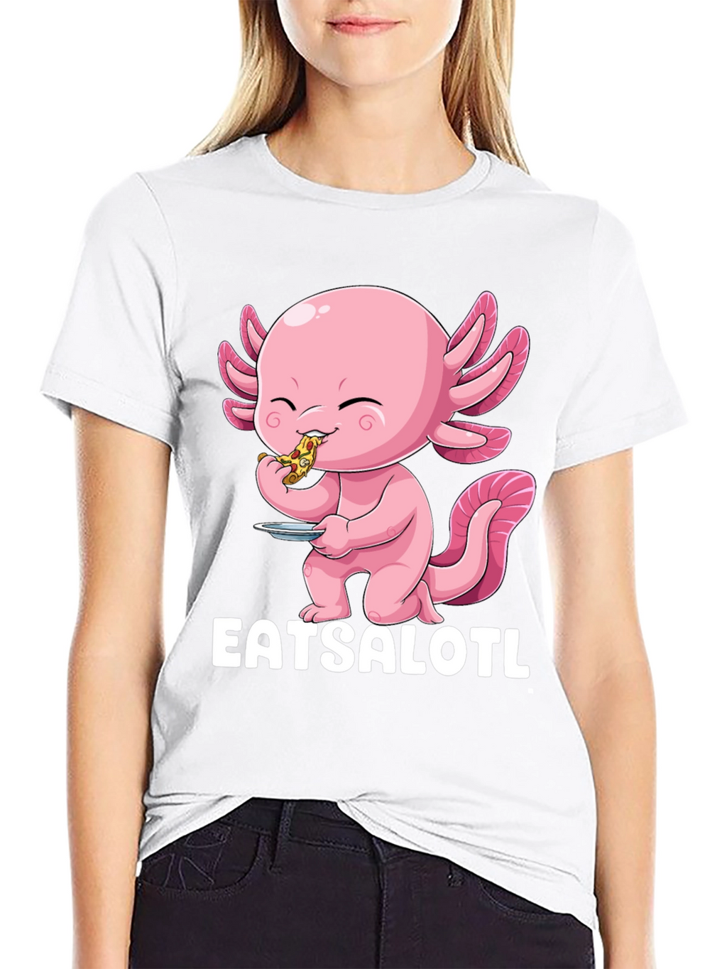Eatsalotl T-Shirt - Axolotl Eating Pizza