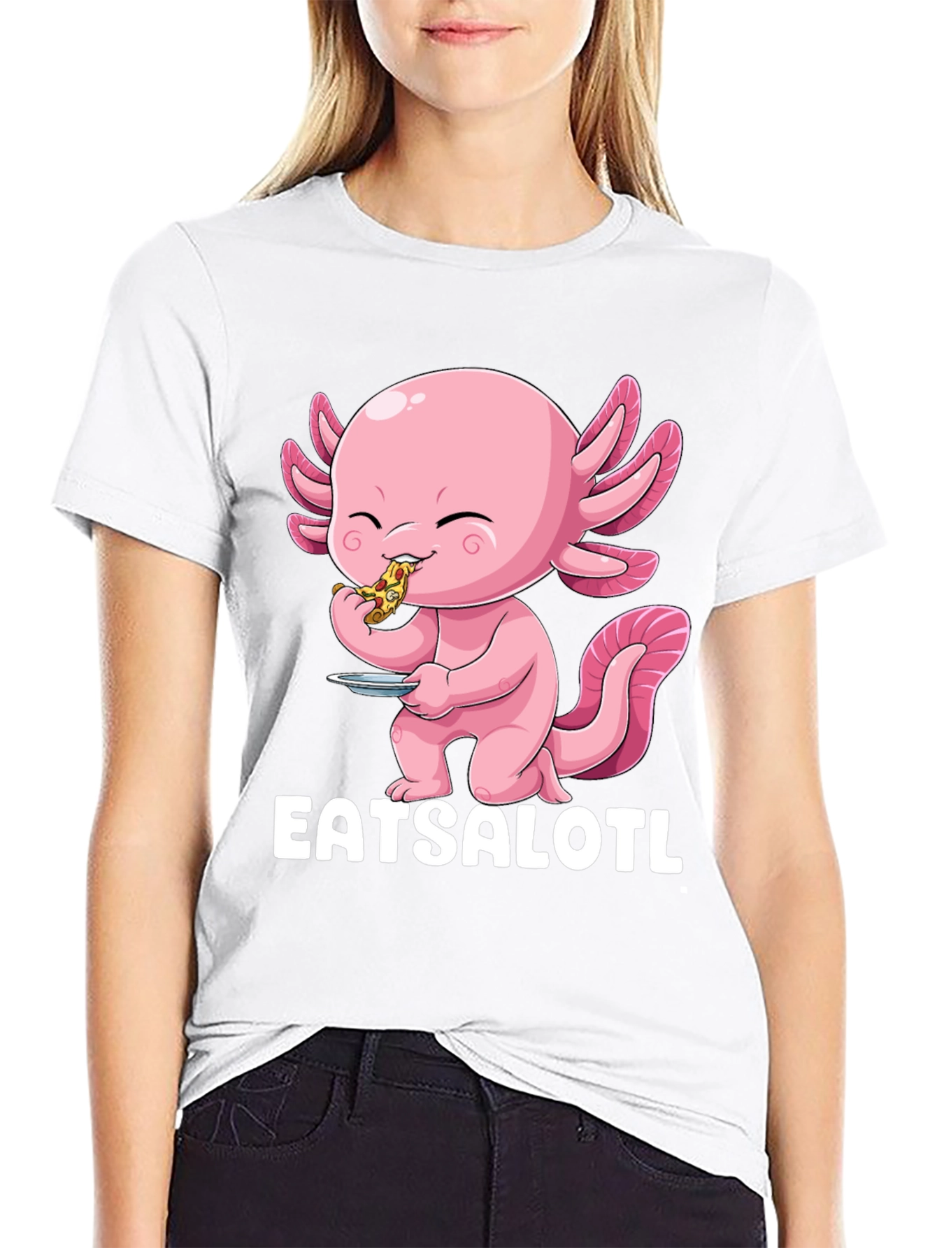 Eatsalotl T-Shirt - Axolotl Eating Pizza