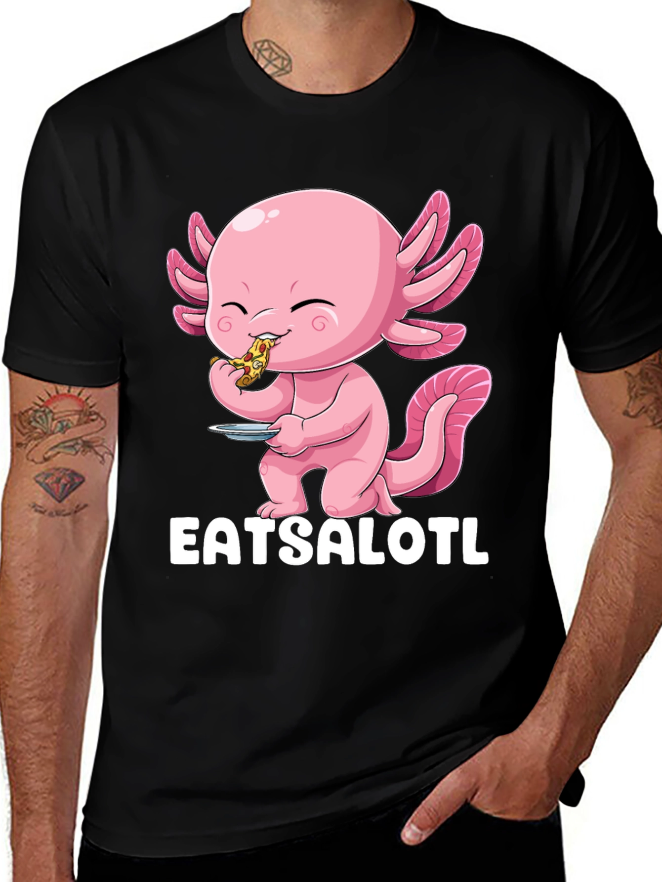 Eatsalotl T-Shirt - Axolotl Eating Pizza